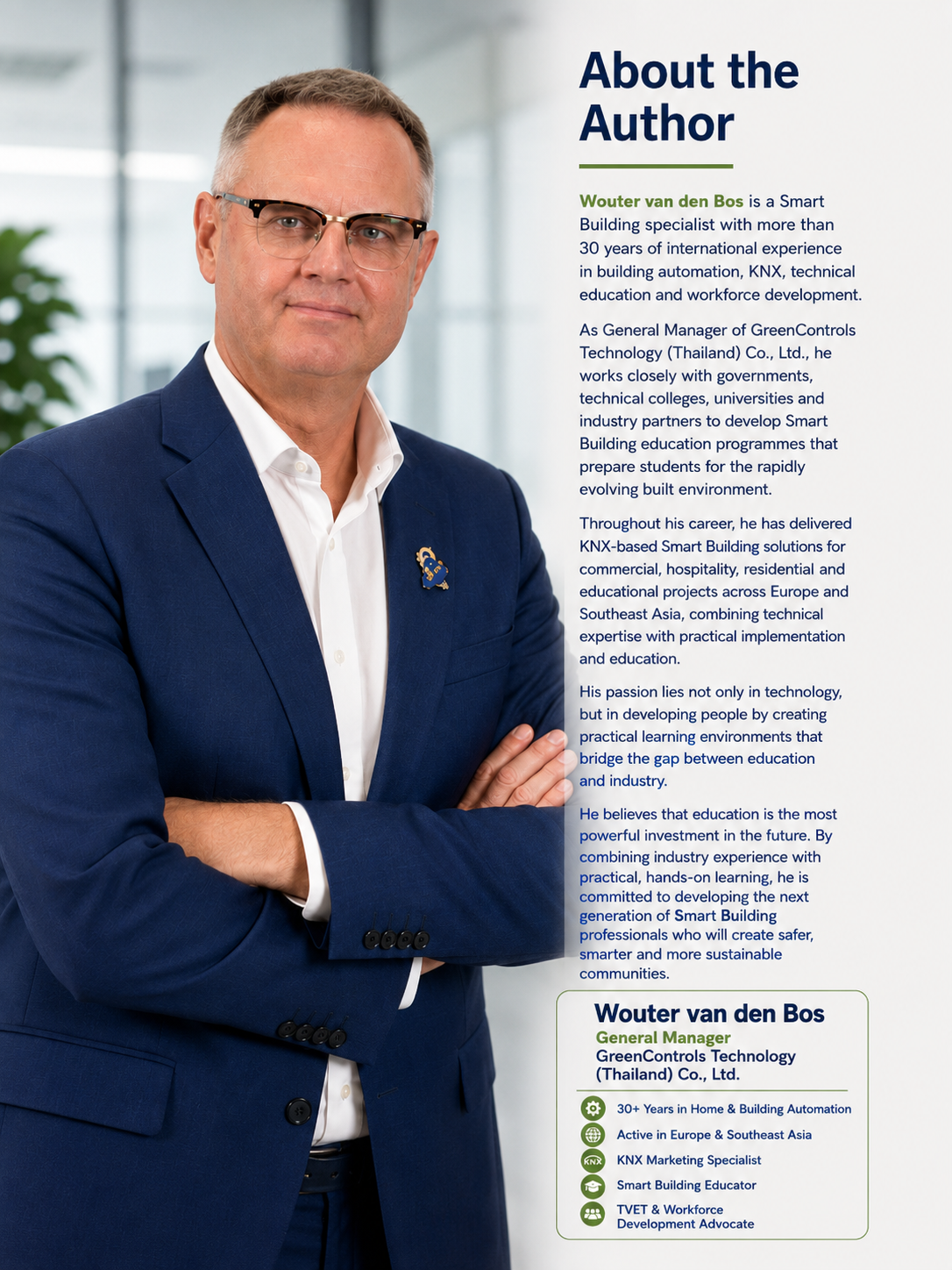 Wouter van den Bos, General Manager of GreenControls Technology Thailand