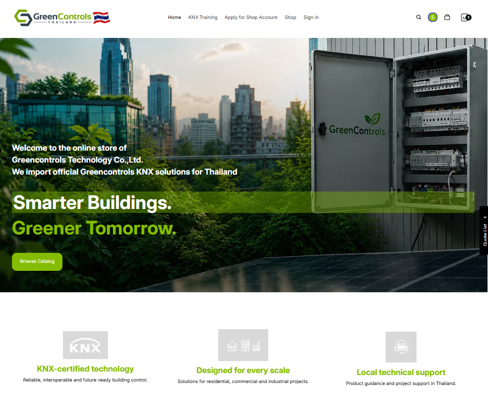 GreenControls Webshop homepage — Smarter Buildings. Greener Tomorrow.